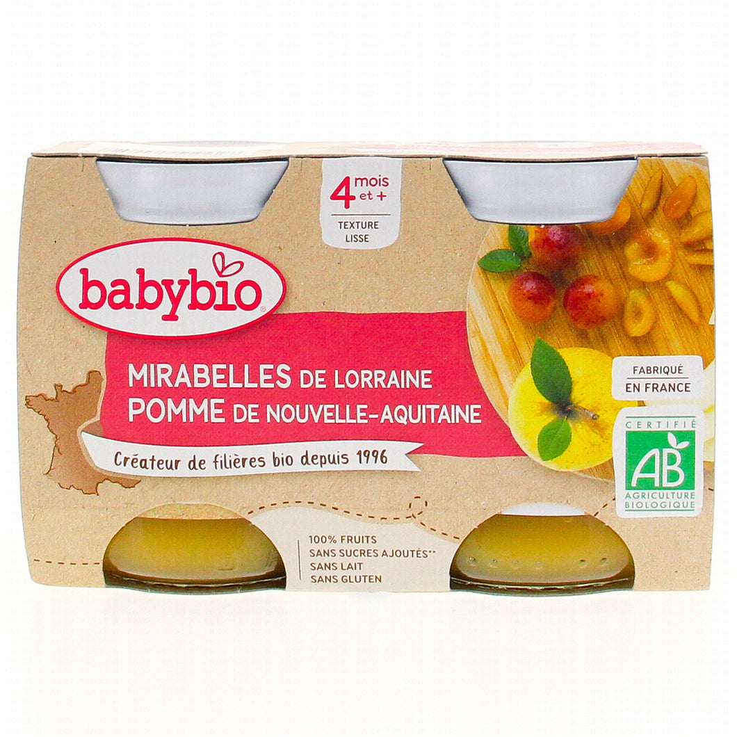BABYBIO Compote bébé pomme et mirabelle (x2) – OíaNature